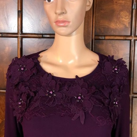 Antthony Original Violet 3D Jewel Beaded Floral Top - Picture 7 of 13